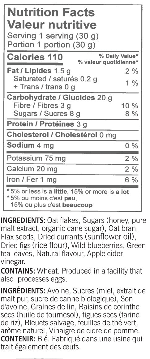 Green Tea, Blueberry & Flax Granola  (180g)